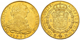 Charles III (1759-1788). 8 escudos. 1775. Madrid. PJ. (Cal-1961). (Cal onza-725). Au. 26,95 g. With pellet between assayers. Some original luster rema...