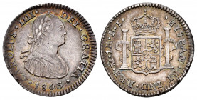 Charles IV (1788-1808). 1 real. 1803. México. FT. (Cal-450). Ag. 3,32 g. Attractive old cabinet tone. XF/Almost XF. Est...120,00. 


 SPANISH DESCR...