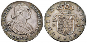 Charles IV (1788-1808). 4 reales. 1805. Madrid. FA. (Cal-787). Ag. 13,52 g. Attractive tone. Almost XF. Est...180,00. 


 SPANISH DESCRIPTION: Carl...