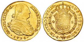 Charles IV (1788-1808). 4 escudos. 1796. Madrid. MF. (Cal-1479). Au. 13,46 g. Original luster. Gorgeous specimen. Almost MS/Mint state. Est...1000,00....