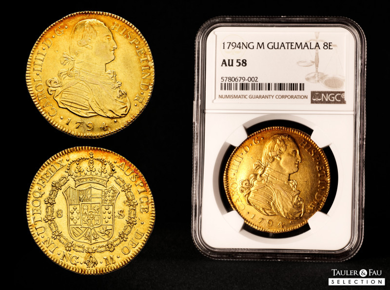 Charles IV (1788-1808). 8 escudos. 1794. Guatemala. M. (Cal-1585). Au. 27,06 g. ...