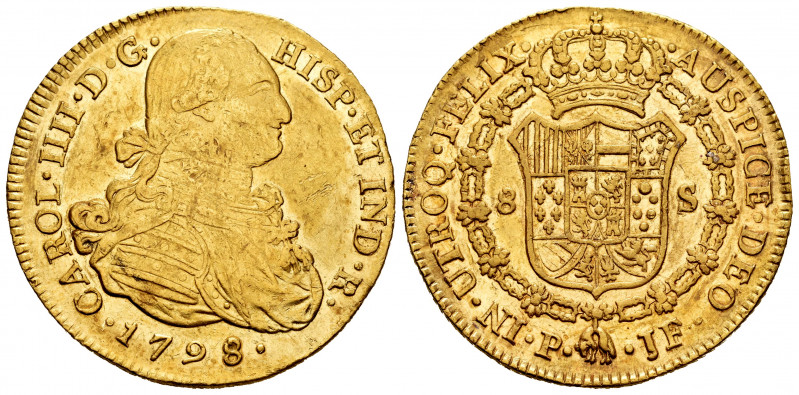 Charles IV (1788-1808). 8 escudos. 1798. Popayán. JF. (Cal-1670). (Cal onza-1061...