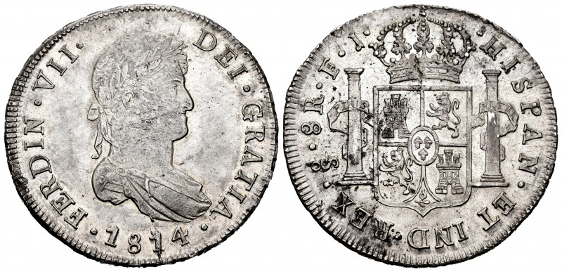 Ferdinand VII (1808-1833). 8 reales. 1814. Santiago. FJ. (Cal-1407). Ag. 26,61 g...