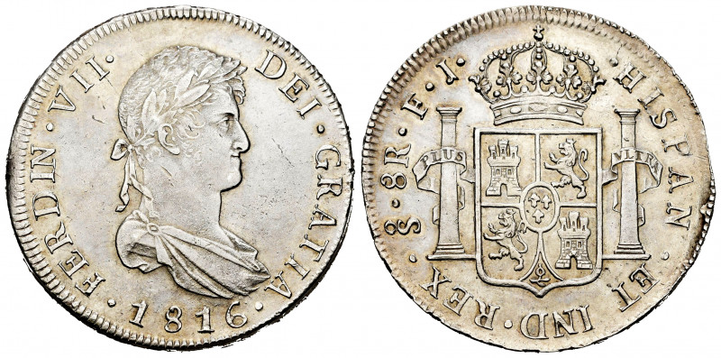 Ferdinand VII (1808-1833). 8 reales. 1816. Santiago. FJ. (Cal-1409). Ag. 27,56 g...