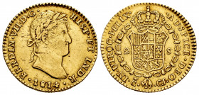 Ferdinand VII (1808-1833). 2 escudos. 1814. Cadiz. CJ. (Cal-1585). Au. 6,68 g. Scarce. Choice VF. Est...350,00. 


 SPANISH DESCRIPTION: Fernando V...