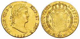 Ferdinand VII (1808-1833). 2 escudos. 1827. Madrid. AJ. (Cal-1633). Au. 6,76 g. Hairlines. It retains some minor luster. AU. Est...340,00. 


 SPAN...