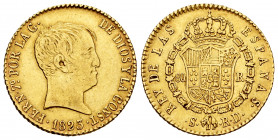 Ferdinand VII (1808-1833). 80 reales. 1823. Sevilla. RD. (Cal-1692). Au. 6,74 g. Very rare. VF/Choice VF. Est...600,00. 


 SPANISH DESCRIPTION: Fe...