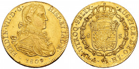 Ferdinand VII (1808-1833). 8 escudos. 1809. México. HJ. (Cal-1782). (Cal onza-1252). Au. 27,04 g. Minimal marks. Some original luster remaining. Almos...
