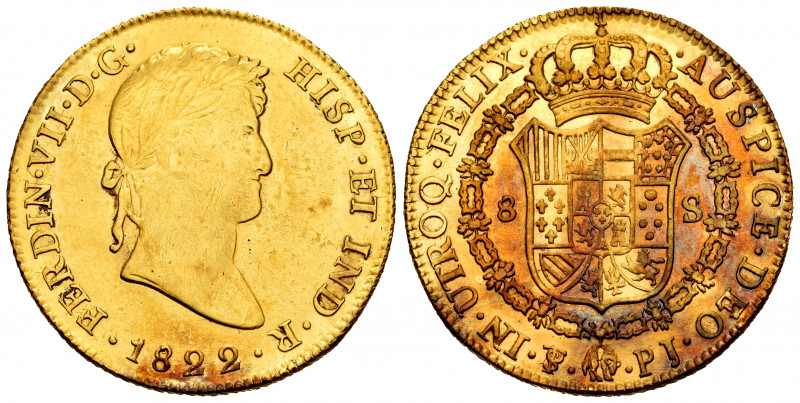 Ferdinand VII (1808-1833). 8 escudos. 1822. Potosí. PJ. (Cal-1826). (Cal onza-13...