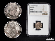 Elizabeth II (1833-1868). 20 centimos de escudo. 1866. Madrid. (Cal-404). Ag. Slabbed by NGC as MS 64. Of the highest rarity in this grade. NGC-MS. Es...