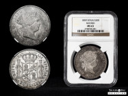 Elizabeth II (1833-1868). 20 reales. 1859. Madrid. (Cal-616). Ag. Magnificent piece. Tone. Slabbed by NGC as MS 63. Rare in this condition. NGC-MS. Es...