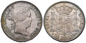 Elizabeth II (1833-1868). 20 reales. 1863. Madrid. (Cal-621). Ag. 25,85 g. Wonderful toned. XF/AU. Est...200,00. 


 SPANISH DESCRIPTION: Isabel II...