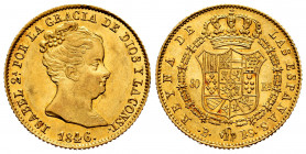 Elizabeth II (1833-1868). 80 reales. 1846. Barcelona. PS. (Cal-715). Au. 6,78 g. Original luster. AU. Est...350,00. 


 SPANISH DESCRIPTION: Isabel...