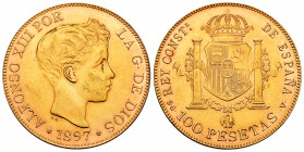 Estado Español (1936-1975). 100 pesetas. 1897*19-61. Madrid. SGV. (Cal-177). Au. 32,27 g. Original luster. Mint state. Est...1500,00. 


 SPANISH D...