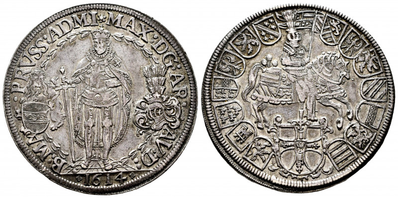 Germany. Maximilian I. Doppeltaler. 1614. (Dav-5854C). (Dudik-199). Ag. 57,16 g....