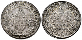 Germany. Maximilian I. Doppeltaler. 1614. (Dav-5854C). (Dudik-199). Ag. 57,16 g. Archiduque y Gran Maestro de la Orden Teutónica. Choice VF. Est...120...