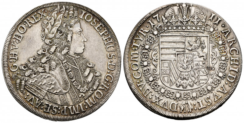 Austria. Joseph I. Taler. 1711. Hall. (Dav-1018). (Km-1438.1). Anv.: IOSEPHUS•D:...