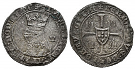 Portugal. D. Fernando I (1367-1383). Barbuda. Lisbon. L. (Gomes-33.01). Rev.: + FERNANDVS: REX: PORTVGALI: A. Ag. 4,01 g. VF/Choice VF. Est...300,00. ...