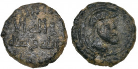 Umayyad, fals, without mint or date, assigned to Spain or North Africa, rev., helmeted head to right, 1.45g (Walker p. 222, Th.12; Album 145A RR), alm...