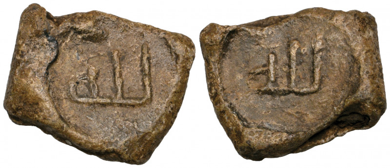 Umayyad, lead seal, with lillah stamped on both sides (hence possibly once used ...