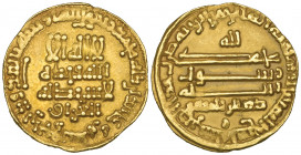 Abbasid, temp. al-Ma’mun (194-218h), dinar, no mint, 199h, obv., al-‘Iraq below, rev., citing Dhu’l-Riyasatayn and with letter ra below, 4.18g (Bernar...