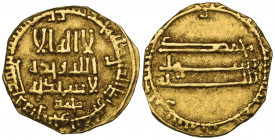Abbasid, temp. al-Ma’mun (194-218h), dinar, no mint, 203h, obv., Muhammad below (Muhammad b. ‘Ali, governor of the Yemen), 3.31g (Bernardi 112; Lowick...