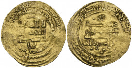 Abbasid, al-Radi (322-329h), dinar, Mah al-Basra 324h, obv., unread letters above and below field, 3.13g (Bernardi 285Mq, this piece), an uneven strik...