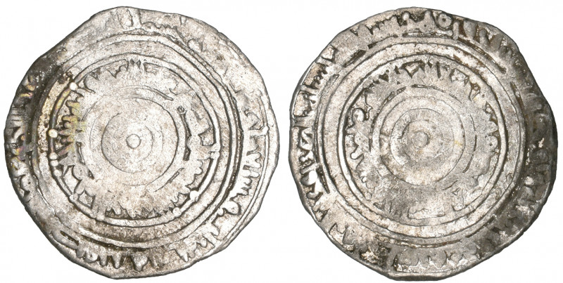 Fatimid, al-‘Aziz (365-386h), half-dirhams (2), al-Mansuriya 373h and 380h, 1.37...