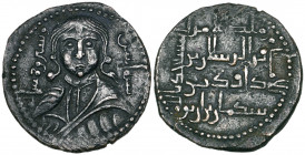 Artuqid of Hisn Kayfa and Amid, Fakhr al-Din Qara Arslan (539-570h), AE dirham, dated 562h, bare-headed and draped bust facing with date at sides, rev...