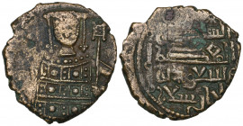 Seljuq of Rum, Mas‘ud I (510-551h), fals, without mint or date crowned Byzantine bust facing holding labarum and globus cruciger, rev., four-line lege...