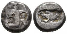 Siglos AR
Artaxerxes II to Artaxerxes III, uncertain mint (Sardes?), c. 375-340 BC, King, holding transverse spear and bow, running to right, Three p...