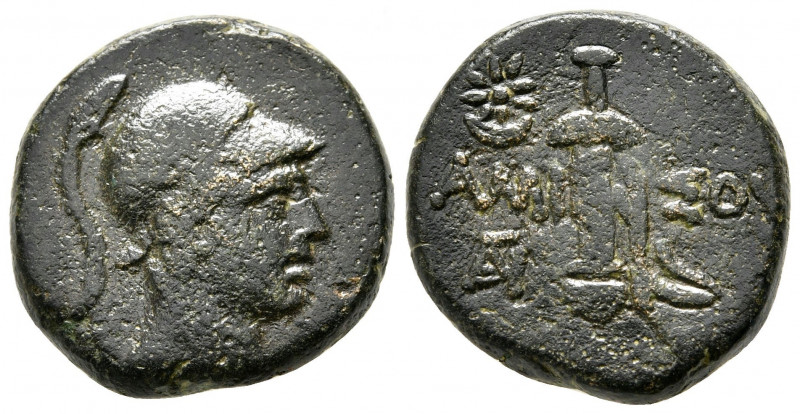 Bronze Æ
Pontos. Amisos, c. 100-85 BC, Struck under Mithradates VI, Helmeted he...