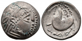 Tetradrachm AR
Celticised, laureate and bearded head to right / Heavily stylised horse to left, Mint in the northern Carpathian region, c. 200-100 BC...