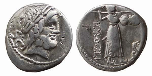 Denarius AR
L. Procilius, 80 BC, Laureate head of Jupiter r., behind, S C downw...