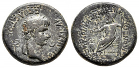 Bronze Æ
Phrygia, Akmoneia, Nero AD 54-68, Lucius Servenius Capito, archon, with his wife, Julia Severa
19 mm, 4,60 g