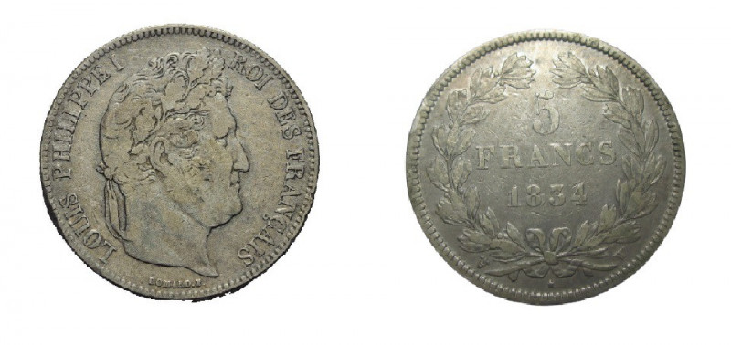 5 Francs AR
Louis Philippe I, 1834
38 mm, 24,48 g