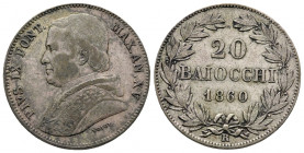 20 Baiocchi AR
Papal State, Vatikan, Pius IX (1846-1878)
24 mm, 5,65 g