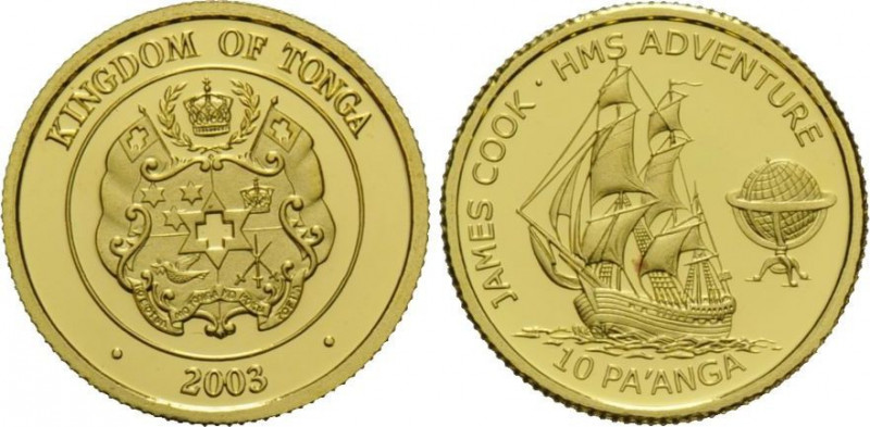 10 Paanga AV
Kingdom of Tonga, James Cook HMS Adventure, 1/25 OZ, Gold 999/1000...