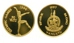 50 Vatu AV
Vanuatu, Olympic Games 1996, 1/25 OZ, Gold 999/1000, 1997
14 mm, 1,24 g