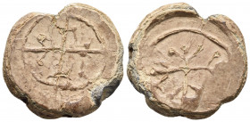 Byzantine Lead Seal, Illegible monograms on both sides
25 mm, 14 g