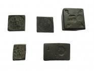 Five coin weights, different periods, Europe