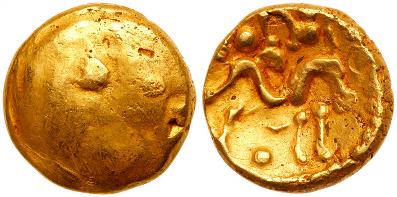 Celtic. Gallic War Issues, c. 60-50 BC. Gold Stater (8.21 g). Obverse Uniface. R...