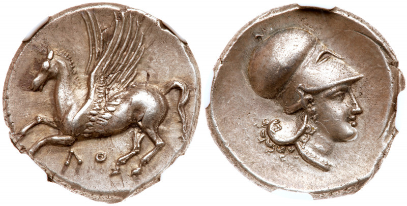 Bruttium, Lokris. Silver Stater (8.58 g), ca. 350-275 BC. &Lambda;O, Pegasos fly...