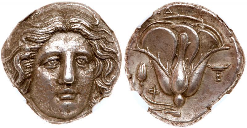 Islands off Caria, Rhodes. Silver Tetradrachm (14.98 g), ca. 404-385 BC. Head of...