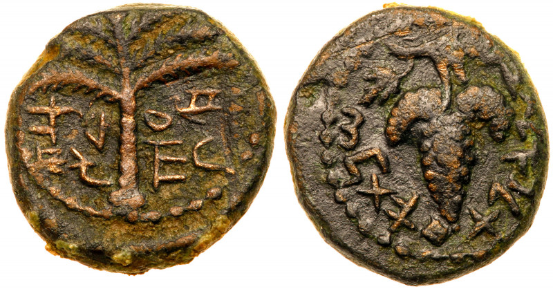 Judea, Bar Kokhba Revolt. &AElig; Small Bronze (6.19 g), 132-135 CE. Year 1 (132...