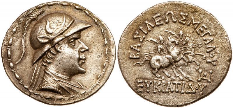 Bactrian Kingdom. Eukratides I. Silver Tetradrachm (16.23 gm), c. 171-135 BC. Di...