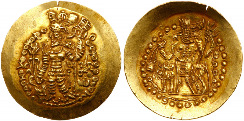 Kushano-Sasanian. Varahran (Peroz III), ca. AD 350-360, Gold Dinar (7.78 gm). Ki...