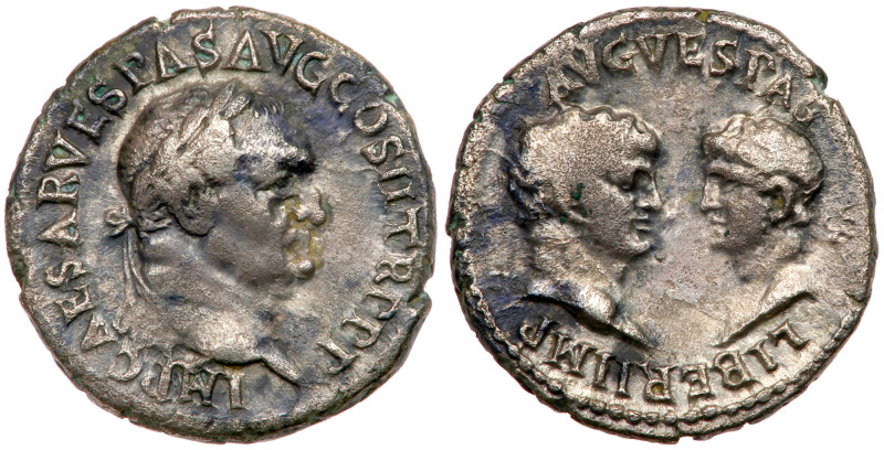 Vespasian, Titus and Domitian, Silver Denarius (2.74 g), AD 71. Minted in Ephesu...