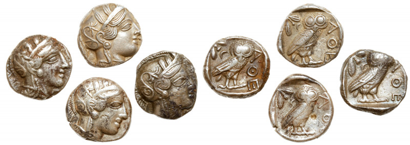 4-piece lot of Athens Silver Teradrachms, ca. 440 BC. Coins grade Fine to Very F...