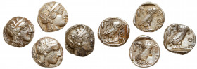 4-piece lot of Athens Silver Teradrachms, ca. 440 BC